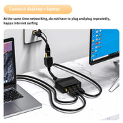 Accoppiatore di rete Ethernet con cavo splitter di rete Gigabit RJ45 3 in 1 femmina, Female 3 in 1 Gigabit