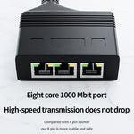 Accoppiatore di rete Ethernet con cavo splitter di rete Gigabit RJ45 3 in 1 femmina, Female 3 in 1 Gigabit