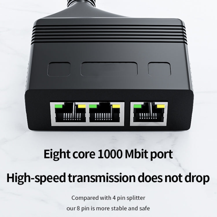 Accoppiatore di rete Ethernet con cavo splitter di rete Gigabit RJ45 3 in 1 femmina, Female 3 in 1 Gigabit