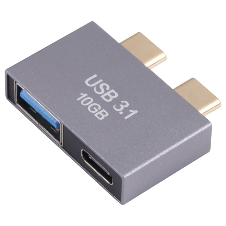 Adattatore USB femmina + USB-C/tipo-C femmina a 2 x USB-C/tipo-C maschio, USB Female+Type-C Female to 2 x Type-C