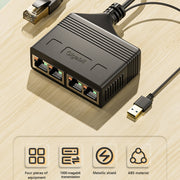 Accoppiatore di rete Ethernet con cavo splitter di rete Gigabit RJ45 4 in 1 femmina, Female 4 in 1 Gigabit