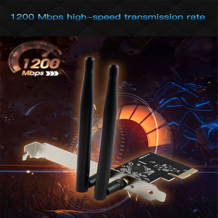 EDUP EP-9607 Scheda di rete adattatore wireless PCI-E Express dual-band da 1200Mbps con 2 antenne da 6dBi, EP-9607 1200Mbps