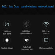 EDUP EP-9607 Scheda di rete adattatore wireless PCI-E Express dual-band da 1200Mbps con 2 antenne da 6dBi, EP-9607 1200Mbps