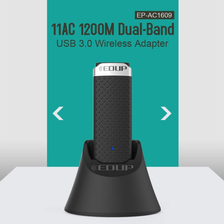 EDUP EP-AC1609 Adattatore Ethernet per ricevitore WiFi USB 3.0 ad alta velocità da 1200 Mbps con cavo di estensione da 1 m e base, EP-AC1609 1200Mbps
