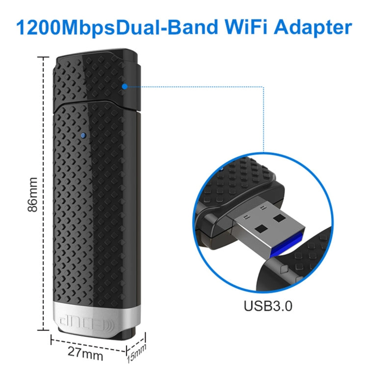 EDUP EP-AC1617 Adattatore Ethernet per ricevitore adattatore WiFi USB 3.0 ad alta velocità da 1200 Mbps, EP-AC1617 1200Mbps