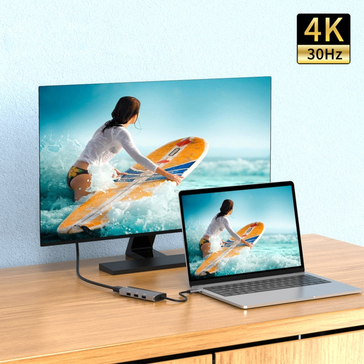 Adattatore HUB USB-C 4 in 1 HDMI 4K 30Hz USB 3.0 e 2 USB 2.0