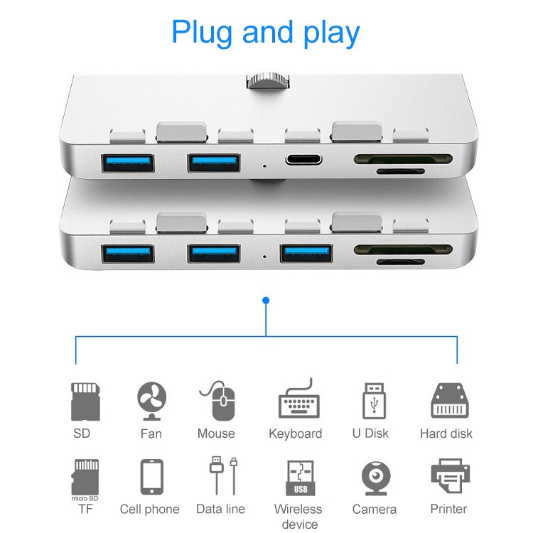 Rocketek per iMac USB3.0 x 3 + Dock di espansione HUB multifunzione SD/TF, USB3.0 x 3 + SD / TF