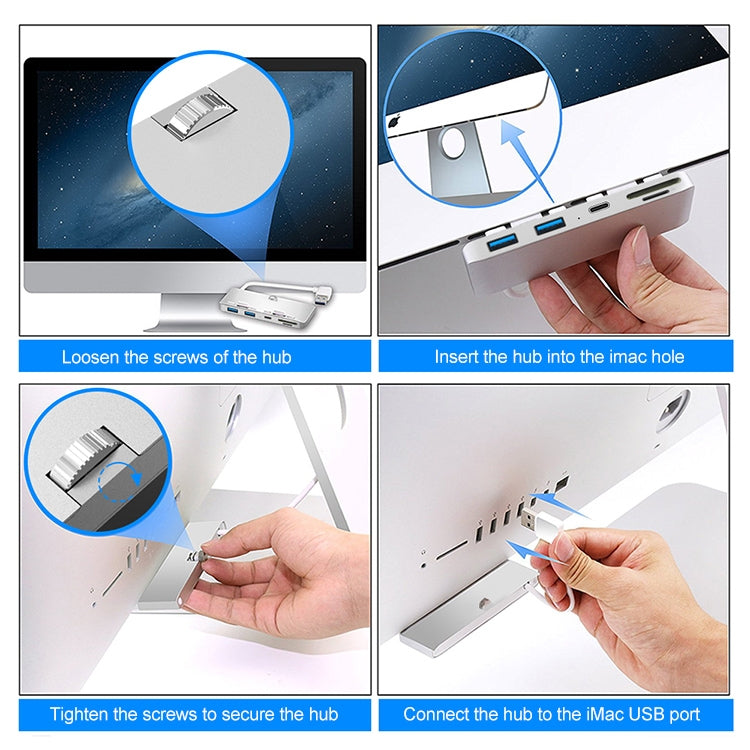 Rocketek per iMac USB3.0 x 3 + Dock di espansione HUB multifunzione SD/TF, USB3.0 x 3 + SD / TF