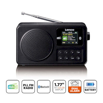 Portable DAB+/FM radio with Bluetooth Black