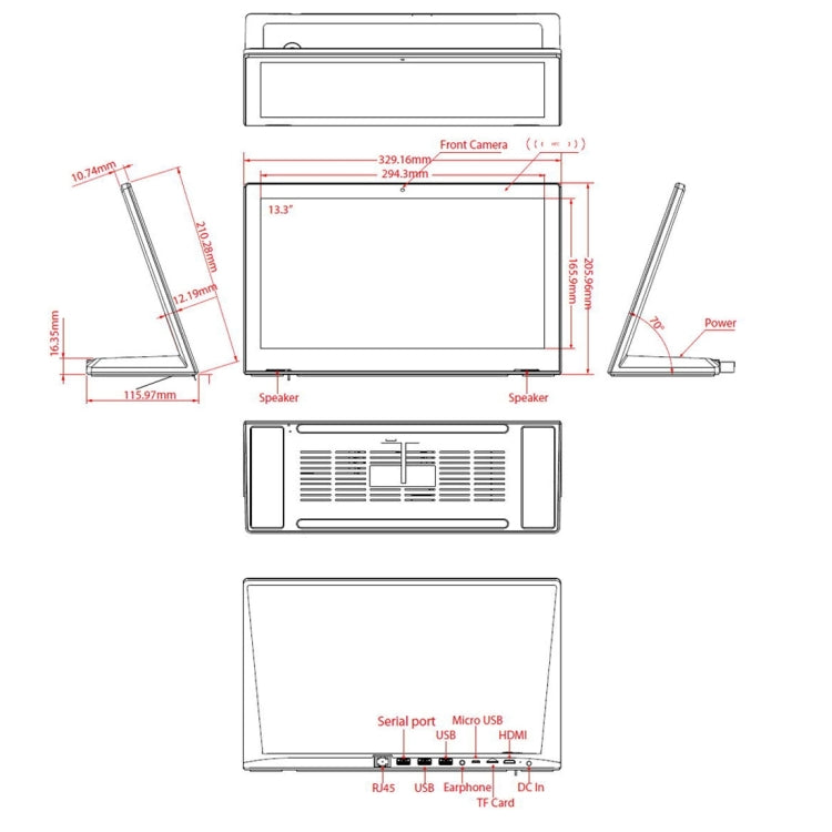 Cornice per foto digitali con display IPS da 15,6 pollici, Cortex A17 quad-core RK3288 fino a 1,5 GHz, Android 8.1, 2 GB+16 GB, supporto WiFi ed Ethernet e Bluetooth e scheda HDMI e TF e jack da 3,5 mm, HSD1506 15.6 inch