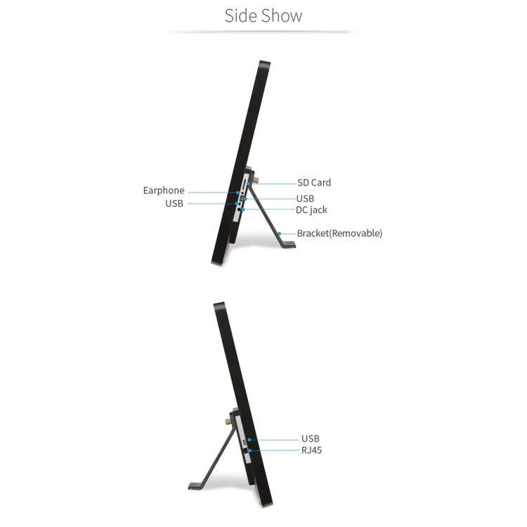 Cornice per foto digitali con display LCD da 32 pollici, RK3399 Dual-core A72 + Quad-core A53 fino a 2,0 GHz, Android 7.1, 2 GB+16 GB, supporto WiFi ed Ethernet, Bluetooth, scheda SD e jack da 3,5 mm