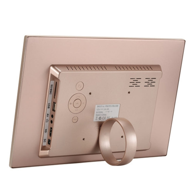 HSD1303 Cornice per foto digitali con display ad alta risoluzione LED da 13,3 pollici 1280x800 con supporto e telecomando, supporto scheda SD / MMC / MS / porta USB, presa UK (oro), HSD1303 13.3 inch