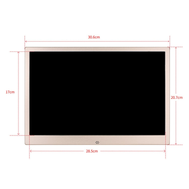 HSD1303 Cornice per foto digitali con display ad alta risoluzione LED da 13,3 pollici 1280x800 con supporto e telecomando, supporto scheda SD / MMC / MS / porta USB, presa UK (oro), HSD1303 13.3 inch