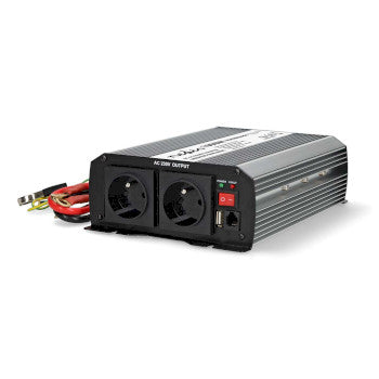 Power Inverter Modified Sine Wave | Input voltage: 24 V DC | Device power output connection(s): Type E (CEE 7/5) / USB-A | 230V AC 50Hz | 1000W | Peak power output: 2000W | Screw Terminal | Silver