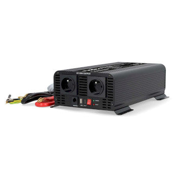 Power Inverter Pure Sine Wave | Input voltage: 12 V DC | Device power output connection(s): Type E (CEE 7/5) / USB-A / USB-C™ | 230V AC 50Hz | 1000W | Peak power output: 2000W | Screw Terminal | Pure Sine Wave | Fuse | Black