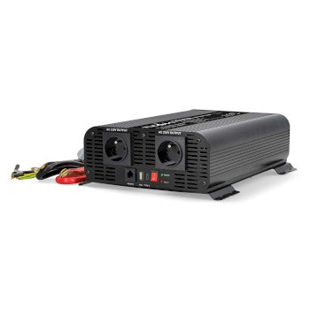 Power Inverter Pure Sine Wave | Input voltage: 12 V DC | Device power output connection(s): Type E (CEE 7/5) / USB-A / USB-C™ | 230V AC 50Hz | 2000W | Peak power output: 4000W | Screw Terminal | Pure Sine Wave | Fuse | Black