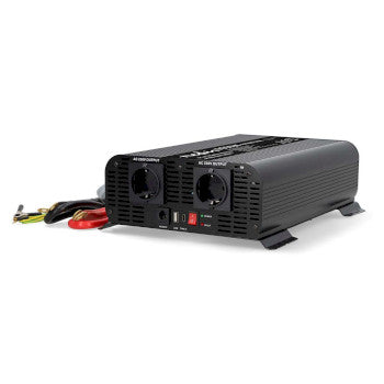 Power Inverter Pure Sine Wave | Input voltage: 12 V DC | Device power output connection(s): Type F (CEE 7/3) / USB-A / USB-C™ | 230V AC 50Hz | 2000W | Peak power output: 4000W | Screw Terminal | Pure Sine Wave | Fuse | Black