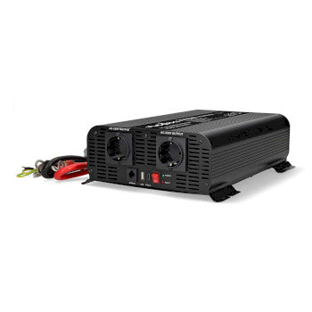 Power Inverter Pure Sine Wave | Input voltage: 24 V DC | Device power output connection(s): Type F (CEE 7/3) / USB-A / USB-C™ | 230V AC 50Hz | 2000W | Peak power output: 4000W | Screw Terminal | Pure Sine Wave | Fuse | Black