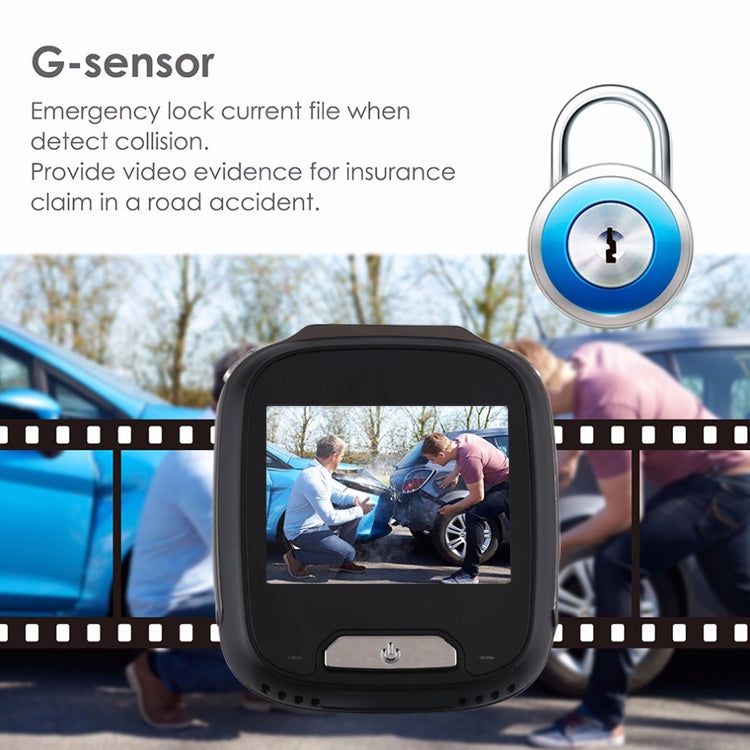 Mini registratore per auto DVR, schermo LCD da 2,0 pollici HD 1080P, visione grandangolare da 170 gradi, supporto rilevamento movimento/visione notturna a infrarossi/scheda TF/microfono, 2.0 inch