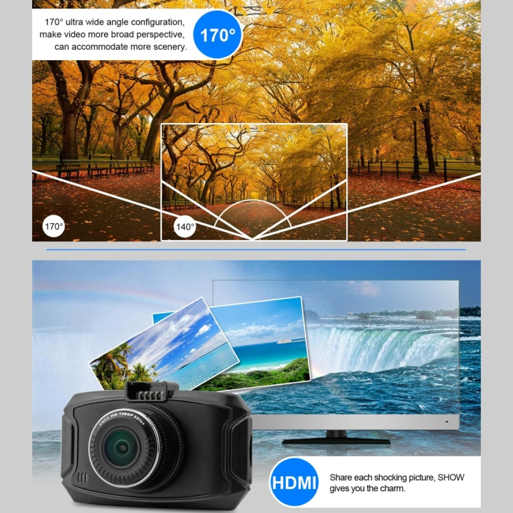 GS90C Telecamera DVR per auto Schermo LCD da 2,7 pollici HD 2304 x 1296P Visione grandangolare da 170 gradi, Supporto rilevamento movimento / Scheda TF / Sensore G / HDMI, GS90C