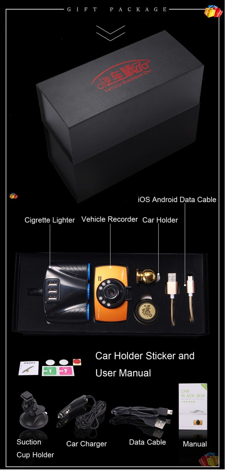 Generalplus 720P VGA Display LCD da 2,4 pollici Registratore DVR per auto, supporto registrazione in loop / rilevamento del movimento / funzione di visione notturna, 2.4 inch