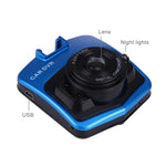 Videocamera per auto DVR VGA 480P Registratore di guida Videocamera digitale Registratore vocale con display LCD da 2,4 pollici, supporto scheda Micro TF da 32 GB e funzione di visione notturna a infrarossi (Nero + Blu), 2.4 inch LCD