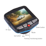 Videocamera per auto DVR VGA 480P Registratore di guida Videocamera digitale Registratore vocale con display LCD da 2,4 pollici, supporto scheda Micro TF da 32 GB e funzione di visione notturna a infrarossi (Nero + Blu), 2.4 inch LCD