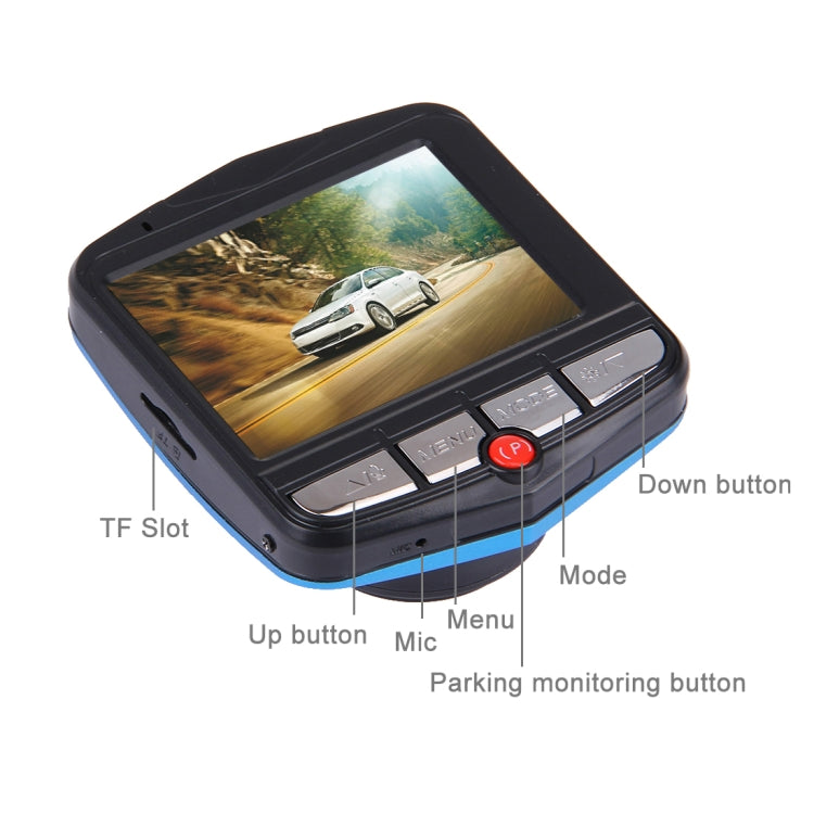 Videocamera per auto DVR VGA 480P Registratore di guida Videocamera digitale Registratore vocale con display LCD da 2,4 pollici, supporto scheda Micro TF da 32 GB e funzione di visione notturna a infrarossi (Nero + Blu), 2.4 inch LCD