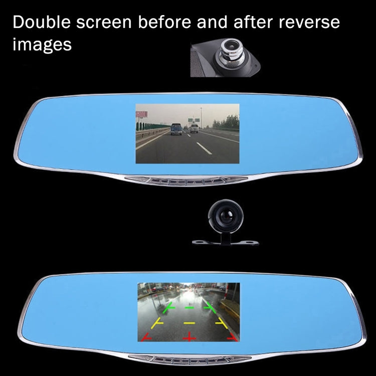 G835 HD 1080P Display da 4,3 pollici Specchietto retrovisore DVR per veicoli, Generalplus 2248, 2 telecamere Visione grandangolare da 170 gradi, Supporto registrazione HDR/Funzione di rilevamento del movimento, G835