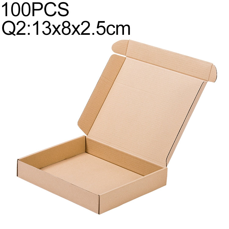 Scatola per imballaggio di scatole di spedizione in carta kraft da 100 pezzi, dimensioni: Q2, 13x8x2,5 cm, 13x8x2.5cm