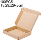 Scatola per imballaggio di scatole di spedizione in carta kraft da 100 pezzi, dimensioni: T8, 29x29x8 cm, 29x29x8cm