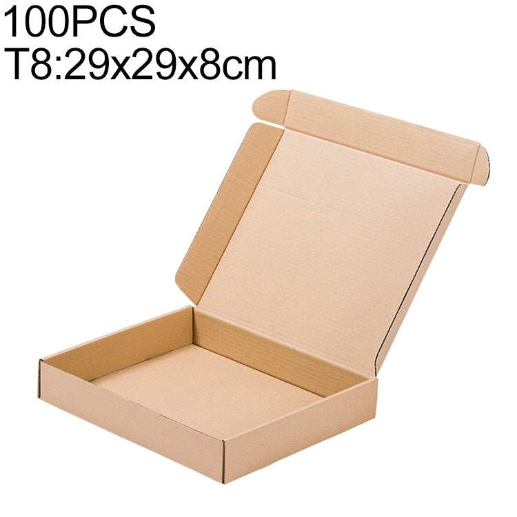 Scatola per imballaggio di scatole di spedizione in carta kraft da 100 pezzi, dimensioni: T8, 29x29x8 cm, 29x29x8cm