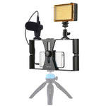 PULUZ 3 in 1 Vlogging Live Broadcast LED Selfie Light Kit di attrezzatura video per smartphone con microfono + testa per treppiede con slitta fredda per iPhone, Galaxy, Huawei, Xiaomi, HTC, LG, Google e altri smartphone, 3-in-1, 3-in-1(Red), 3-in-1(US)...
