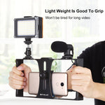 PULUZ 3 in 1 Vlogging Live Broadcast LED Selfie Light Kit di attrezzatura video per smartphone con microfono + testa per treppiede con slitta fredda per iPhone, Galaxy, Huawei, Xiaomi, HTC, LG, Google e altri smartphone, 3-in-1, 3-in-1(Red), 3-in-1(US)...