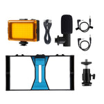 PULUZ 3 in 1 Vlogging Live Broadcast LED Selfie Light Kit di attrezzatura video per smartphone con microfono + testa per treppiede con slitta fredda per iPhone, Galaxy, Huawei, Xiaomi, HTC, LG, Google e altri smartphone, 3-in-1, 3-in-1(Red), 3-in-1(US)...