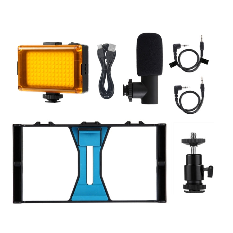 PULUZ 3 in 1 Vlogging Live Broadcast LED Selfie Light Kit di attrezzatura video per smartphone con microfono + testa per treppiede con slitta fredda per iPhone, Galaxy, Huawei, Xiaomi, HTC, LG, Google e altri smartphone, 3-in-1, 3-in-1(Red), 3-in-1(US)...