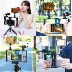 PULUZ 3 in 1 Vlogging Live Broadcast LED Selfie Light Kit di attrezzatura video per smartphone con microfono + testa per treppiede con slitta fredda per iPhone, Galaxy, Huawei, Xiaomi, HTC, LG, Google e altri smartphone, 3-in-1, 3-in-1(Red), 3-in-1(US)...