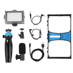 PULUZ 4 in 1 Vlogging Live Broadcast LED Selfie Light Kit di attrezzatura video per smartphone con microfono + supporto per treppiede + testa per treppiede con slitta fredda per iPhone, Galaxy, Huawei, Xiaomi, HTC, LG, Google e altri smartphone        ...