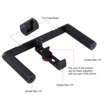 PULUZ 4 in 1 Vlogging Trasmissione dal vivo 4,7 pollici 12 cm Anello LED Selfie Light Smartphone Video Rig Maniglia Stabilizzatore Kit staffa in alluminio con microfono + Supporto per treppiede + Testa per treppiede con slitta fredda                   ...