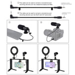 PULUZ 4 in 1 Vlogging Trasmissione dal vivo 4,7 pollici 12 cm Anello LED Selfie Light Smartphone Video Rig Maniglia Stabilizzatore Kit staffa in alluminio con microfono + Supporto per treppiede + Testa per treppiede con slitta fredda                   ...