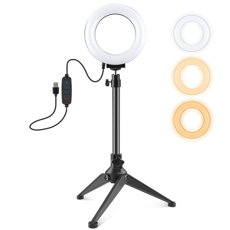 PULUZ 4.7 pollici 12 cm USB 3 modalità dimmerabile anello LED Vlogging fotografia luci video + supporto per treppiede da tavolo con testa a sfera per treppiede con slitta fredda, Tripod Stand + Ring LED