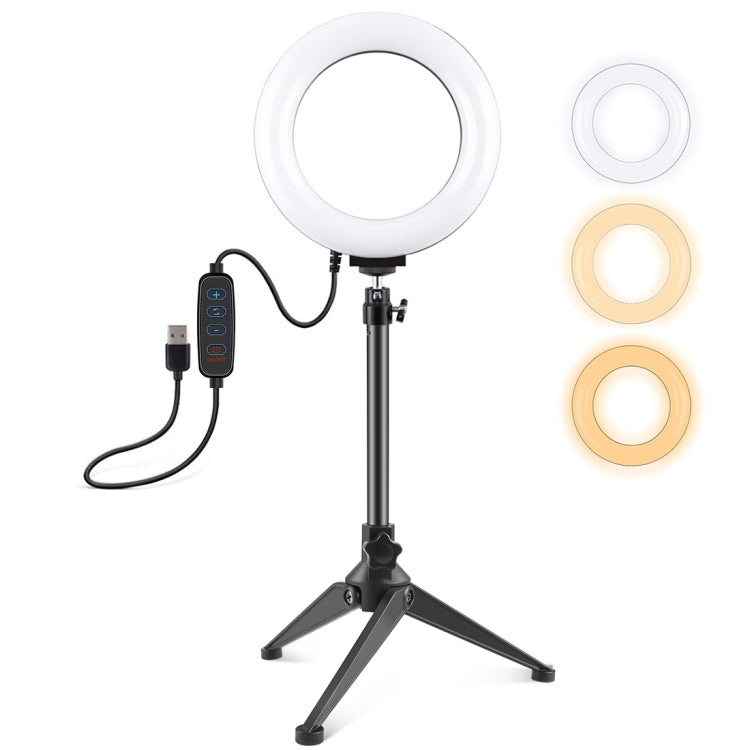 PULUZ 6,2 pollici 16 cm USB 3 modalità dimmerabile anello LED Vlogging fotografia luci video + supporto per treppiede da tavolo con testa a sfera per treppiede con slitta fredda, Tripod Mount+6.2 inch Light