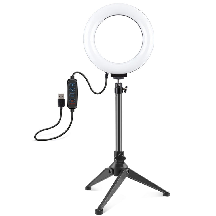 PULUZ 6,2 pollici 16 cm USB 3 modalità dimmerabile anello LED Vlogging fotografia luci video + supporto per treppiede da tavolo con testa a sfera per treppiede con slitta fredda, Tripod Mount+6.2 inch Light