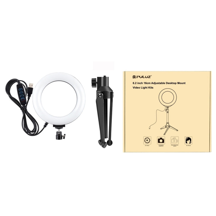 Anello LED dimmerabile 6,2" USB con treppiede da tavolo