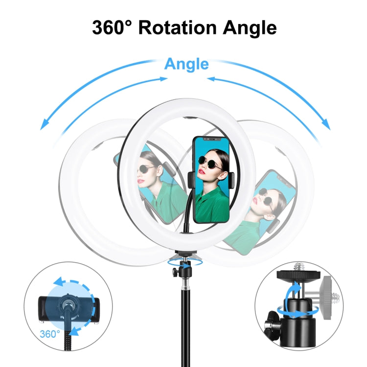 PULUZ Anello luminoso a LED da 10,2 pollici 26 cm + supporto per treppiede da 1,1 m Kit per trasmissione in diretta di luce video per selfie bellezza Vlogging, 1.1m Tripod Mount+Ring Light