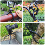 PULUZ Mini Octopus Supporto per treppiede flessibile con testa a sfera e morsetto per telefono + adattatore per treppiede e vite lunga per fotocamere reflex, GoPro, cellulare, dimensioni: 25 cm x 4,5 cm, 25cm Tripod + Phone Clamp
