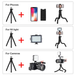 PULUZ Mini Octopus Supporto per treppiede flessibile con testa a sfera e morsetto per telefono + adattatore per treppiede e vite lunga per fotocamere reflex, GoPro, cellulare, dimensioni: 30 cm x 5 cm, 30cm Tripod + Phone Clamp