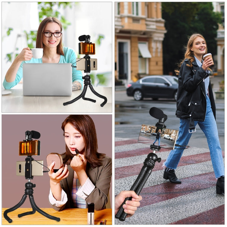 PULUZ Mini Octopus Supporto per treppiede flessibile con testa a sfera e morsetto per telefono + adattatore per treppiede e vite lunga per fotocamere reflex, GoPro, cellulare, dimensioni: 30 cm x 5 cm, 30cm Tripod + Phone Clamp