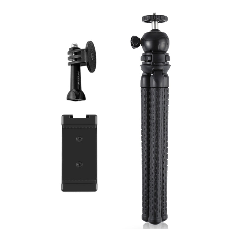 PULUZ Mini Octopus Supporto per treppiede flessibile con testa a sfera e morsetto per telefono + adattatore per treppiede e vite lunga per fotocamere reflex, GoPro, cellulare, dimensioni: 30 cm x 5 cm, 30cm Tripod + Phone Clamp