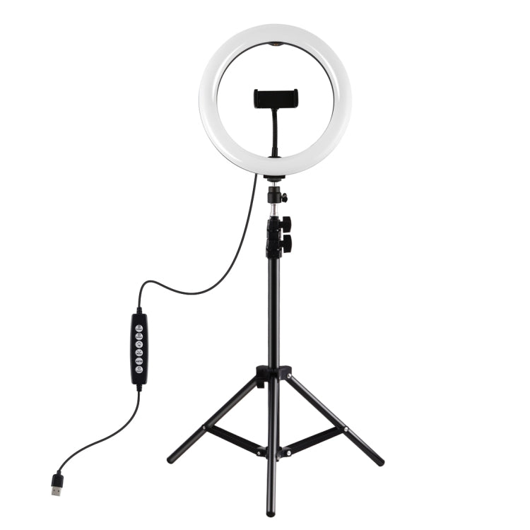 PULUZ Supporto per treppiede da 1,1 m + Kit di trasmissione dal vivo con anello LED RGBW da 10,2 pollici e 26 cm per vlogging con testa a sfera per treppiede e morsetto per telefono, 1.1m Tripod Mount+RGBW =Light